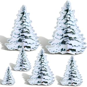 Amyhill 6 Pieces 3-D Winter Pine Tree Centerpieces Christmas Winter Theme Party Decorations Christmas Pine Tree Table Centerpieces Sign for Xmas Table Decorations