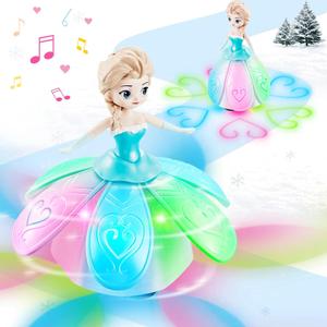 Toys for 3 Year Old Girls, Ice Princess Dancing Robot Doll for 3 4 5 Year Old Girl Birthday Gifts, Bump and Go Moving Toy with Magic Lights & Music, Easter Basket Stuffers Gifts for Kids Toddlers