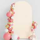 Wokceer 7.2FT Wedding Arch Backdrop Cover Spandex Fitted Beige Backdrop Arch Covers Round Top Chiara Arches Cover for Birthday Party Ceremony Banquet Decoration