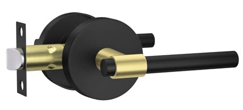 goldenwarm 1 Pack Black and Gold Passage Door Handle, Matte Black Closet Door Handle, Black and Gold Interior Lever Door Handles for Hallway, Closet