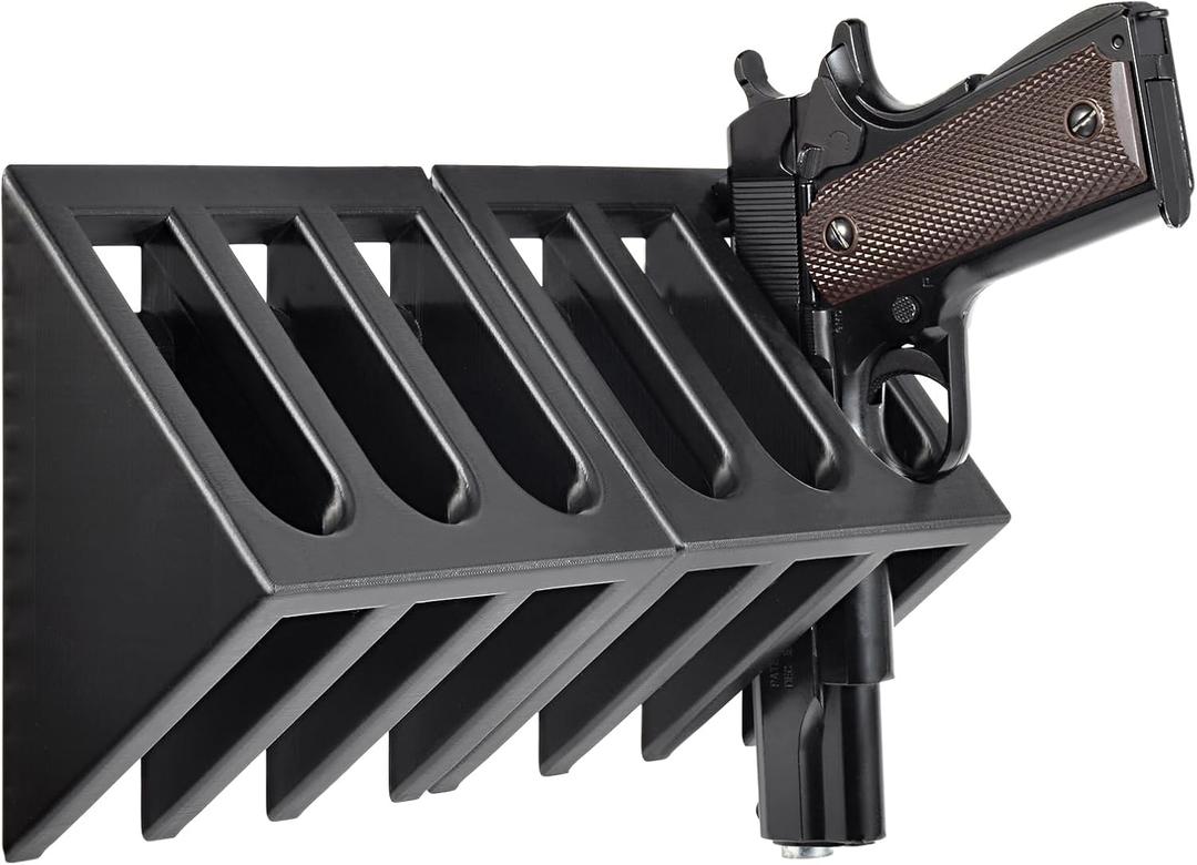 Wall Mount Pistol Rack, 6 Handgun Holder for Gun Cabinet Storage, Pistol Holder for Wall, Shelf, Gun Safe Pistol Holder fits Most Handgun (2pcs)
