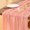 Socomi 3pcs Coral Peach Summer Cheesecloth Table Runner Boho Rustic Gauze 120 inch 10FT Cheese Cloth Sheer Runner for Wedding Party Baby Shower Birthday Home Decor Holiday Decorations
