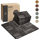 10 Pcs Interlocking Deck Tiles, Patio Flooring - Outdoor Waterproof Acacia Wood Tiles for All Weather Use - Balcony, Backyard, Indoor & Outdoor (Espresso, 10 Pcs - 12.1 Square Ft)