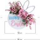 Idyllic Easter Wreaths for Front Door, 16" Spring Pink Flower Wreath with Happy Easter Sign for Spring Summer Porch Window Wall Farmhouse Decor