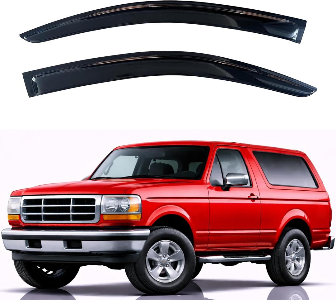 KPY Rain Guards Fit for 1980-1996 Ford Bronco, Out-Channel Window Visors Vent Wind Deflectors 2PC, Truck Accessories for 1980-1996 Ford F150 F250 F350