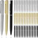 Teling 72 Pcs Small Ballpoint Pen Mini Pens Bulk 4 Inch Short Small Tiny Black Ink Ballpoint Writing Tool for Notebook Pockets Signature Notepads School Office(Sliver, Gold, Black,Classic Style)