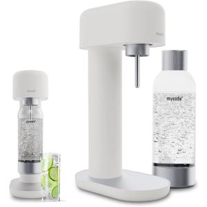 Mysoda Ruby 2 Carbonated Water Machine - Silent and Long-Lasting Aluminium Soda Maker with 1L Water Bottle - Without CO2 Cylinder - White