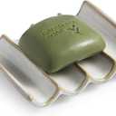 Soap Dish with Self Drain Fluted Design, Bar Soap Holder for Bathroom, Japanese Soap Tray for Shower, Bathroom and Kitchen Sink Organizer, Ceramic Soap Saver, White