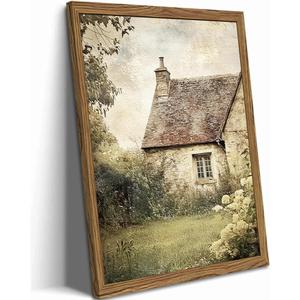 Vintage Farmhouse Wall Art, 3D Textured Nature Landscape Wall Decor Paintings, Hand Drawn Sandstone Farm House Picture Prints Artwork for Bedroom Living Room 16x24 inch Wood Framed