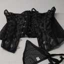 Women's Corset Top Lace Up Overbust Breathable Outfit Bodyshaper Bustier Sexy Lingerie Top (Large, Black)
