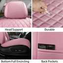 Car Seat Covers Full Set Pink, Luxury Faux Leather Car Seat Covers Waterproof Non-Slip Seat Protector Universal Fit for Most Cars SUVs Trucks Pick-ups, Cute Pink Car Accessories for Women