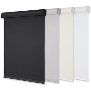Youngoo Cordless Roller Blinds for Indoor Windows, Blackout Roller Blinds with Valance Cover, Room Darkening Window Shades for Home, Privacy Control Shade, Easy Install34" W*72" H,Black