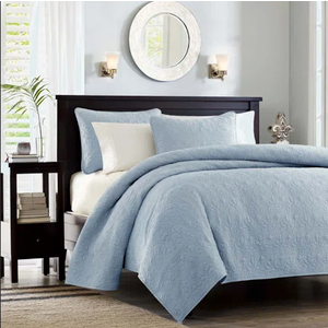 QX soft and cozy quilt Bed Set , Full/Queen size, 1 Quilt, 2 Pillow sham , Light blue