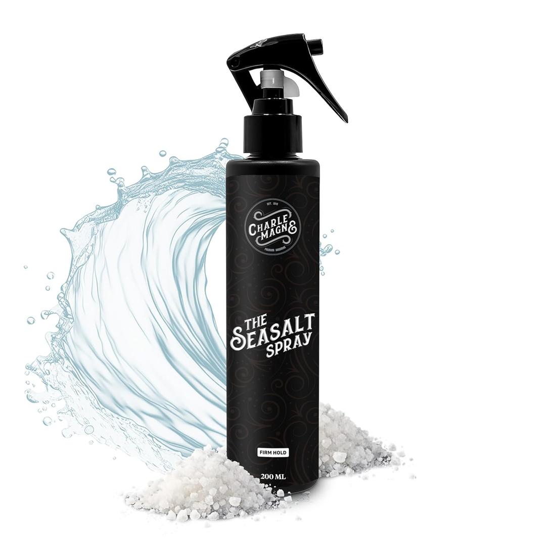 Charlemagne Sea Salt Hair Spray - 6.76 fl oz, Pack of 1, Mediterranean Breeze - Firm Hold & Volume Boost Sea Salt Spray for Men - Heat Protection - Matte Finish Tousled Beach Hair