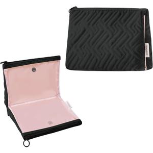Leudes Makeup Bag Travel Essentials Cute Skincare Pouch Purse Cosmetic Bags for Women Traveling Make Up Organizer Portable Clear Case Toiletry Bag with Zipper (Black, Medium)