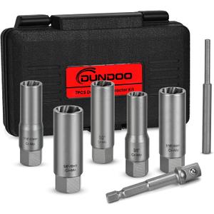 7pcs Bolt Extractor Kit, Stripped Bolt Extractor Set, Deep Long Easy Out Set, Lug Nut Remover Socket Tool for Studs, Damaged, Frozen, Rusted, Rounded-Off Bolts, Nuts