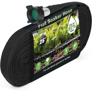 Flat Soaker Hose 25FT for Efficient Watering Tree Durable Double Layer Design for Gardens Lawns and Vegetable Fields (25FT)