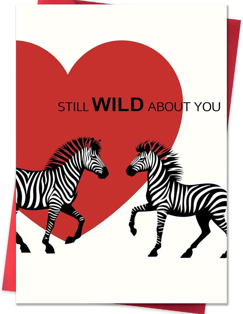 2 x IDU Funny Valentines Day Card,Valentines Day Cards Gifts for Him Her,Valentines Day Card for Husband Wife Boyfriend Girlfriend Fiance Fiancee Men Women with Zebra Heart Design