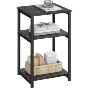 VASAGLE Side Table, Small End Table, Tall Nightstand for Living Room, Bedroom, Office, Bathroom, Misty Gray and Classic Black ULET273B68