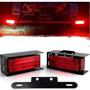 Konrali Submersible Rectangle Led Trailer Tail Lights Stop Turn Tail License Brake Running Lamps w/Steel Mounting Boxes and License Plate Bracket Guard Cover for Under 80" Trailer Boat Truck IP68 12V