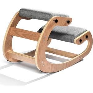 Kneeling Chair Ergonomic Posture Chair, Wood Adjustable Rocking Knee with Soft Padding, Natural Relief for Neck or Back Pain for Home Office, Max Load 300 lb