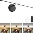 Battery Operated Picture Light with Wireless Remote & Timer Function, 3 CCT Dimmable Gold Wall Art Lights, 24'' 8000mAh Rechargeable Gallery Light for Paintings, Canvas, Artwork, Frames,(1PACK)
