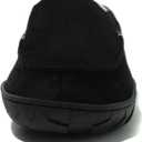 NewDenBer Men's Moccasin Slippers Warm Memory Foam Suede Soft Plush Lined Slip on Indoor Outdoor House Shoes (Black)