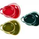 FoldTier 3 Pcs 24 oz Chip and Dip Bowl Soup and Side with Handle Serving Bowl Ceramic Soup and Sandwich Plate for Breakfast Cookies Fruits, Red, Army Green, Navy Blue