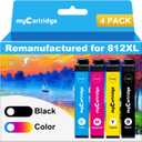 myCartridge Remanufactured for 812XL Ink Cartridge Combo Pack Replacement for Epson 812 Ink Cartridges for WF-7840 Ink Cartridges for Workforce Pro WF-7820 WF-7840 EC-C7000 Printer,4 Pack(BK/C/M/Y)