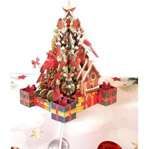 2 x Pop Up Christmas Tree With Cardinal Card, 3d Popup Cardinal Card 6 x 8 In, Greeting Cards For Wife, Husband, Him, Couple, Ideal Gift For Holiday, Mothers Day, Merry Christmas Cards Pop Up With Envelopes