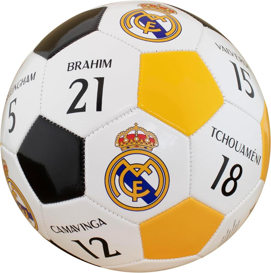 Maccabi Art Official Real Madrid Soccer Ball, Size 5 Football, Authentic Club Logo, Premium Fan Collectible for Training, Play & Display (Player's Name and Number)