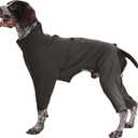 Recovery Suit for Small Medium Large Dogs, Adjustable Surgical Recovery Suit for Dogs Female Male, Zipper On 4 Leg Long Sleeve Dog Pajamas Onesie for Shedding Anti-Licking Wound Skin Disease (Grey)