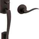 Kwikset Prescott Front Door Handle No Lock, Entry Handleset Exterior with Interior Reversible Handed Lever, Non-Locking, Venetian Bronze, Deadbolt Not Included, with Microban Protection