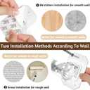 2PCS No Drill Curtain Rod Brackets,Curtain Rod Holders No Drilling,Adhesive Curtain Rod Hooks,Nail Free Adjustable Curtain Hangers,Lokinsetin Perforated Non Nail Screw Stick On Sticky Drape Pole Stand