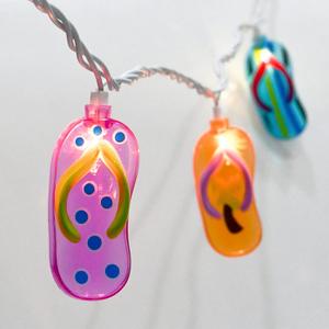 8.5Ft Slipper String Lights Tropical Beach Themed String Lights with 10 Colorful Flip Flops, Outdoor Flip Flop Fairy Light for Summer Bedroom Wedding Tent Holiday Party Decoration