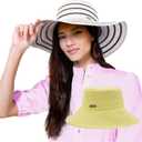 Womens Women Bucket Hat & Straw Sun Hat (One Size, White/Yellow)