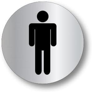 Elegant Mens Toilet Sign - 70mm Circular - Metallic Steel Finish