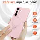 for Galaxy S26 Case with Stand, Slim Liquid Silicone Phone Cases for Samsung Galaxy S26 Compatible with MagSafe, Full Camera Protection Magnetic Kickstand Cover Case for Samsung S26, Pink
