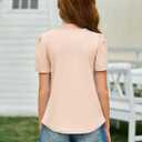 Imily Bela Girls Pleated Short Sleeve T Shirts Kids Summer Crewneck Shirts Casual Tops Tees 5-14 Years