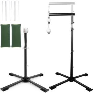 WodGod 2 in1 Baseball Swing Trainer with X Base, Height Adjustable 20-54 inches, 2 Sandbags for Maximum Stability, 3 Balls & 4 Ground Stakes, Great for Improve Swing Power, Accuracy, Standard