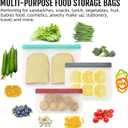 12 Pack Reusable Food Storage Bags with Baggy Rack (4 Gallon Freezer Bags, 4 Reusable Sandwich Bag, 4 Reusable Snack Bags), Food Grade Reusable Freezer Bags BPA Free, PEVA Leakproof | BPA Free, Leakproof, Food Grade, Freezer Safe Bags, Reusable