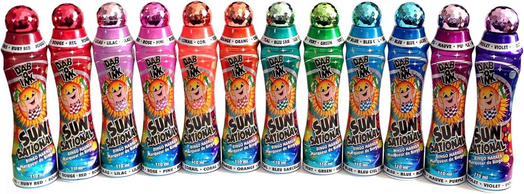 Sunsational Bingo Dauber / Dabber Set of 12 - 4 oz. - Mixed Colors