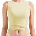 SUUKSESS Women Sexy Backless Tank Top Going Out Double Lined Y2k Basic Crop Tops (Yellow, XS)