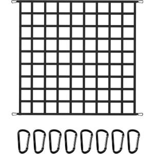 The First Flat Bungee Cargo Net for Pickup Truck Bed, 4' x 4' Stretches to 10' x 10', 25 MM Heavy Duty Cargo Net with 2 Using Modes, for Dodge RAM, Ford, Chevy, Toyota, etc