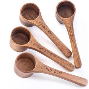 4PCS Wooden Scoops Acacia Wood Scoop For Jars Small Scoop For Coffee Measuring Spoons Wooden Scoops For Containers Daily Powder Salt Bath Soap Scooper(30ml) (2 Tbsp 4pcs)