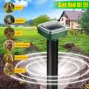 8 Pack Solar Mole Repellent Ultrasonic Gopher Repellent Outdoor Vole Chaser Sonic Mole Deterrent Stake Spikes Waterproof, Keep Moles, Gophers, Voles, Snakes, Groundhogs, Chipmunks Out of Yard Lawn