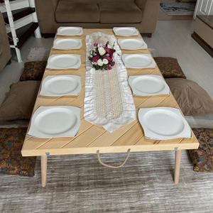 Boho Wooden Folding Picnic Table 60"x30" Low Portable Outdoor Camping Table, 60x30in - No assembly required
