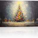 SVFGHGGN Retro Rustic Large Christmas Tree Framed Above Wall Art Pictures Canvas Decor, Colorful Farmhouse Winter Christmas Wall Decor Decorations for Bedroom Room Home, 40x20 Inches