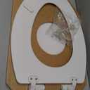 Mayfair Linden Slow Close Toilet Seat, Non Slip Heavy Duty Wood, Easy Install, Elongated, White, Traditional Hinge