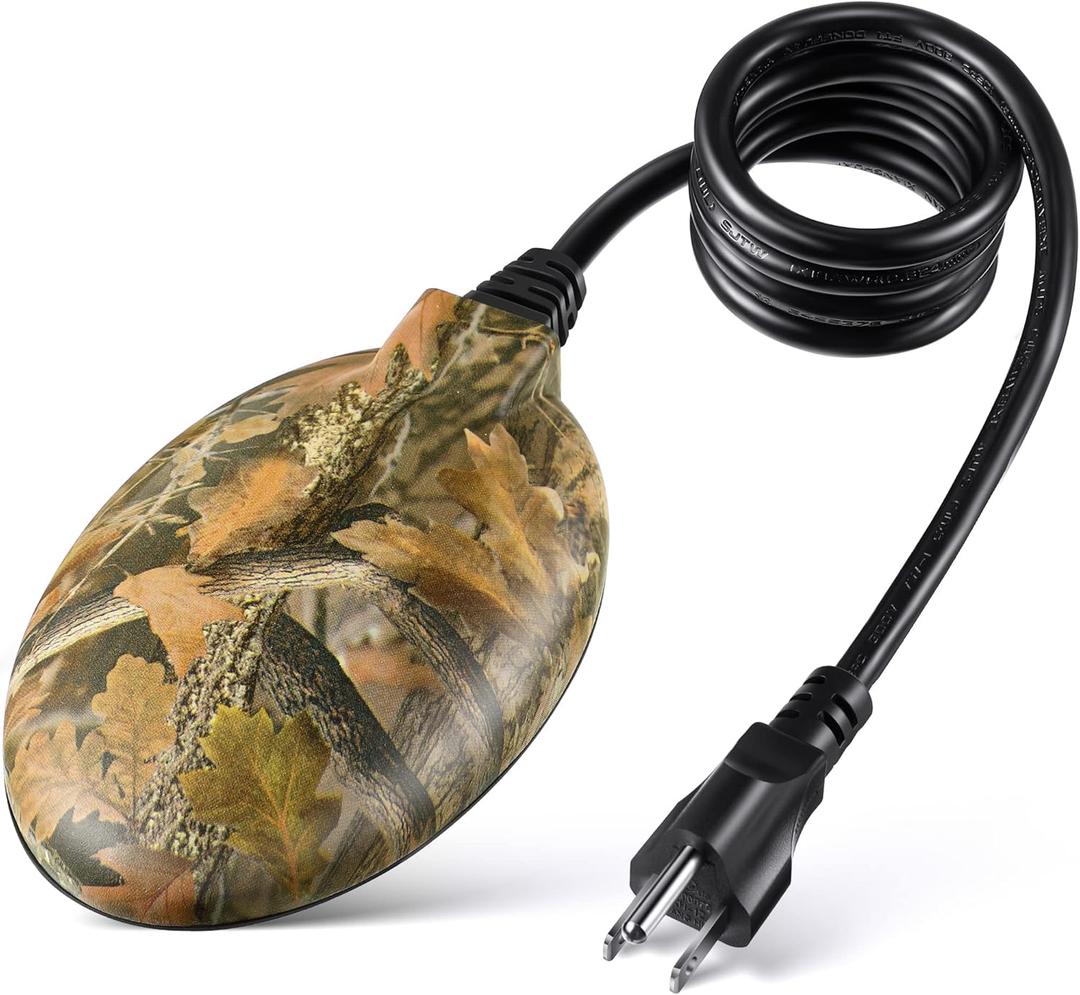 Upgrade Bird Bath Heater for Outdoors in Winter, Pond Deicer 60 Watts Birdbath Deicer Water Heater Thermostatically Controlled with Auto Shut off Function for Patio Lawn (Army Green)